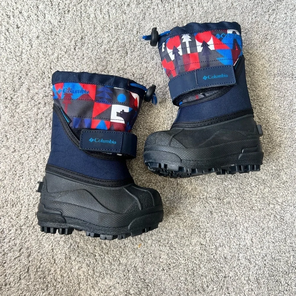 New Columbia Toddler Size 4 Powderbug Plus II Print Snow Winter Boots Pull On